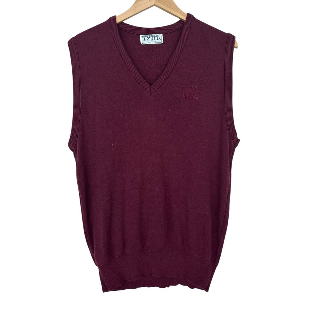 Vintage Izod Maroon Sweater Vest Sz M